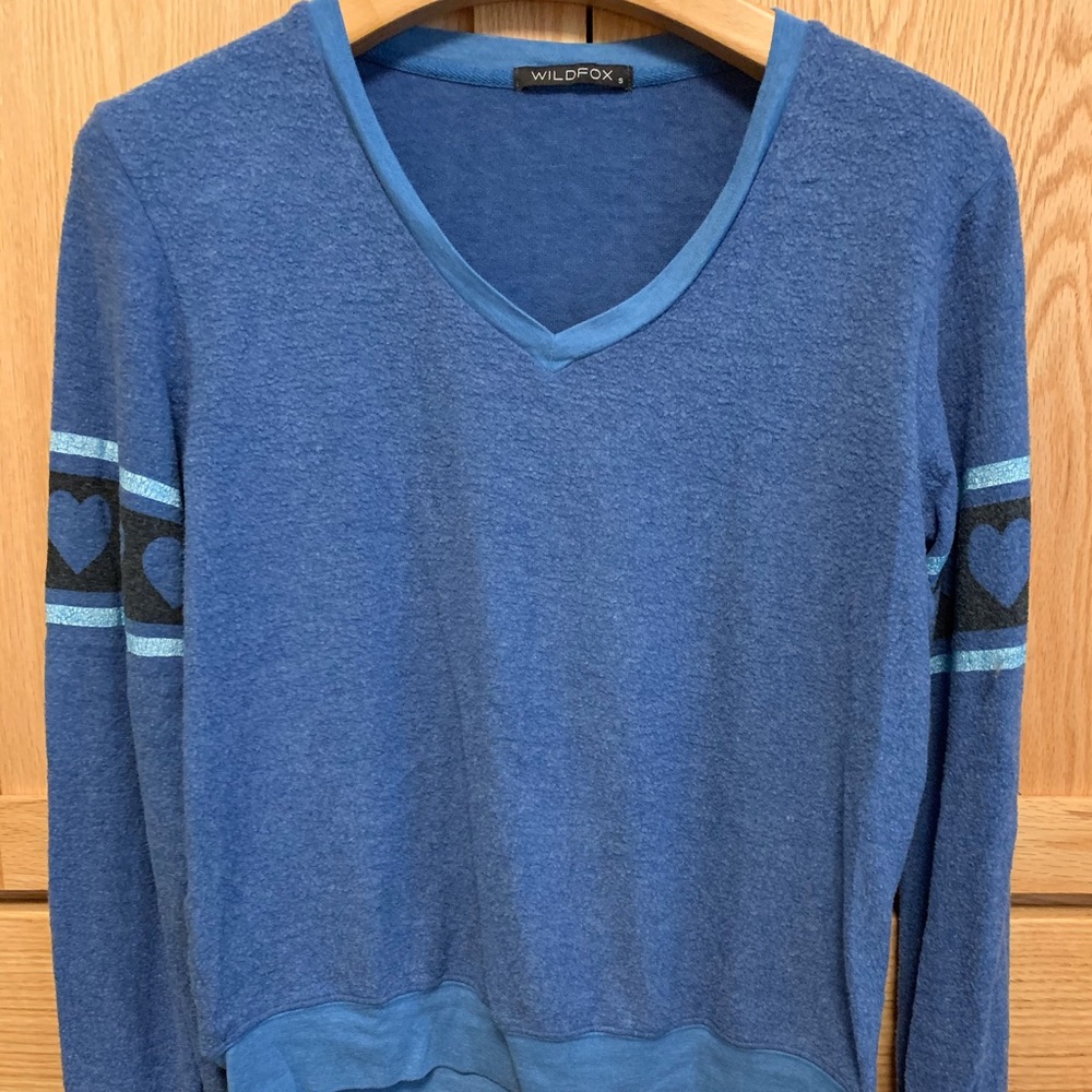 Wildfox EUC heart sleeve Blue BBJ size S